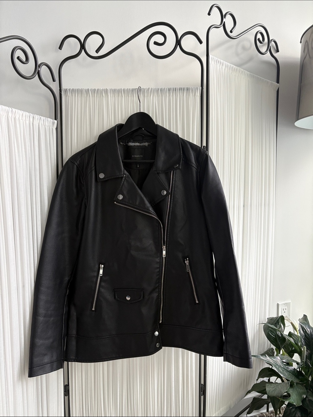 DYNAMITE * Black Faux Leather Moto Jacket * MEDIUM - Picture 1 of 1